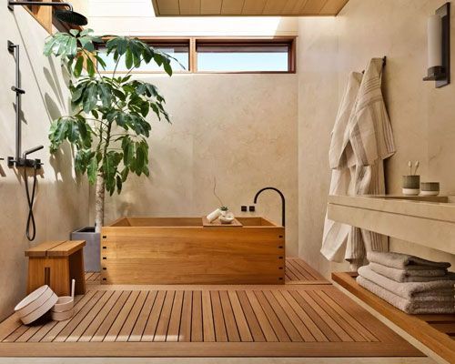 Thiết kế nhà vệ sinh kiểu Nhật bằng cách tận dụng phụ kiện từ gỗ