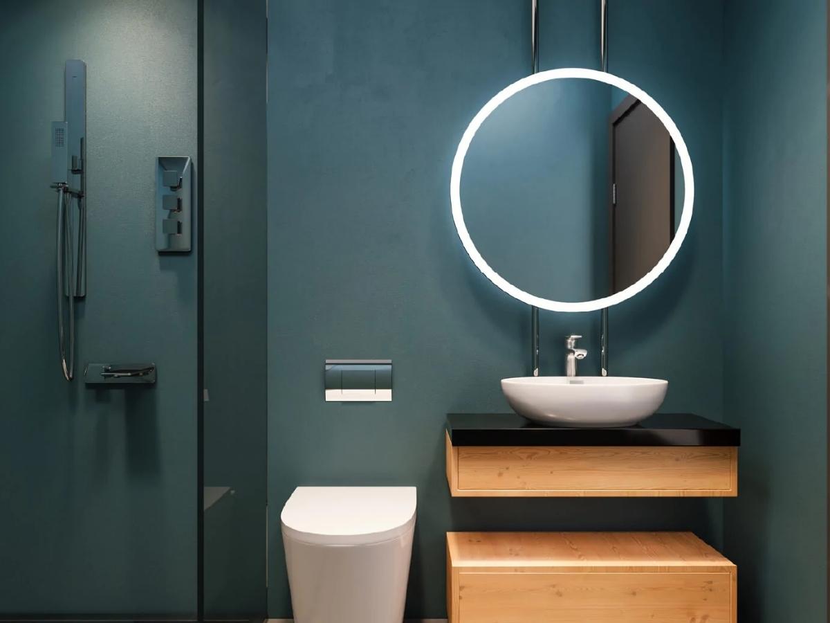 Lựa chọn màu gạch ốp nền và gạch ốp tường phù hợp sẽ tạo hiệu ứng giúp không gian nhà tắm trở nên rộng rãi hơn