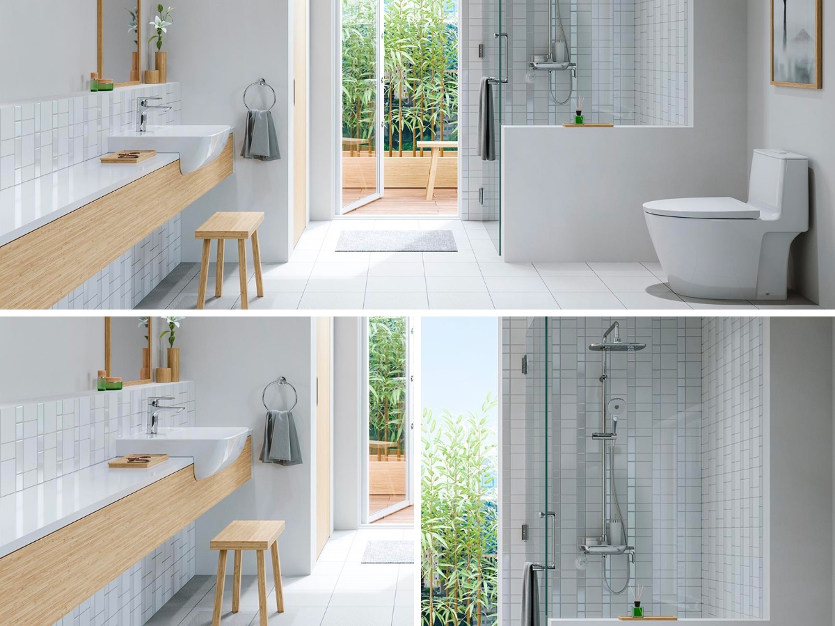 Phòng tắm kiểu Nhật với các thiết bị đến từ dòng S200 của INAX tạo nên một không gian tuyệt vời theo phong cách Nhật Bản.