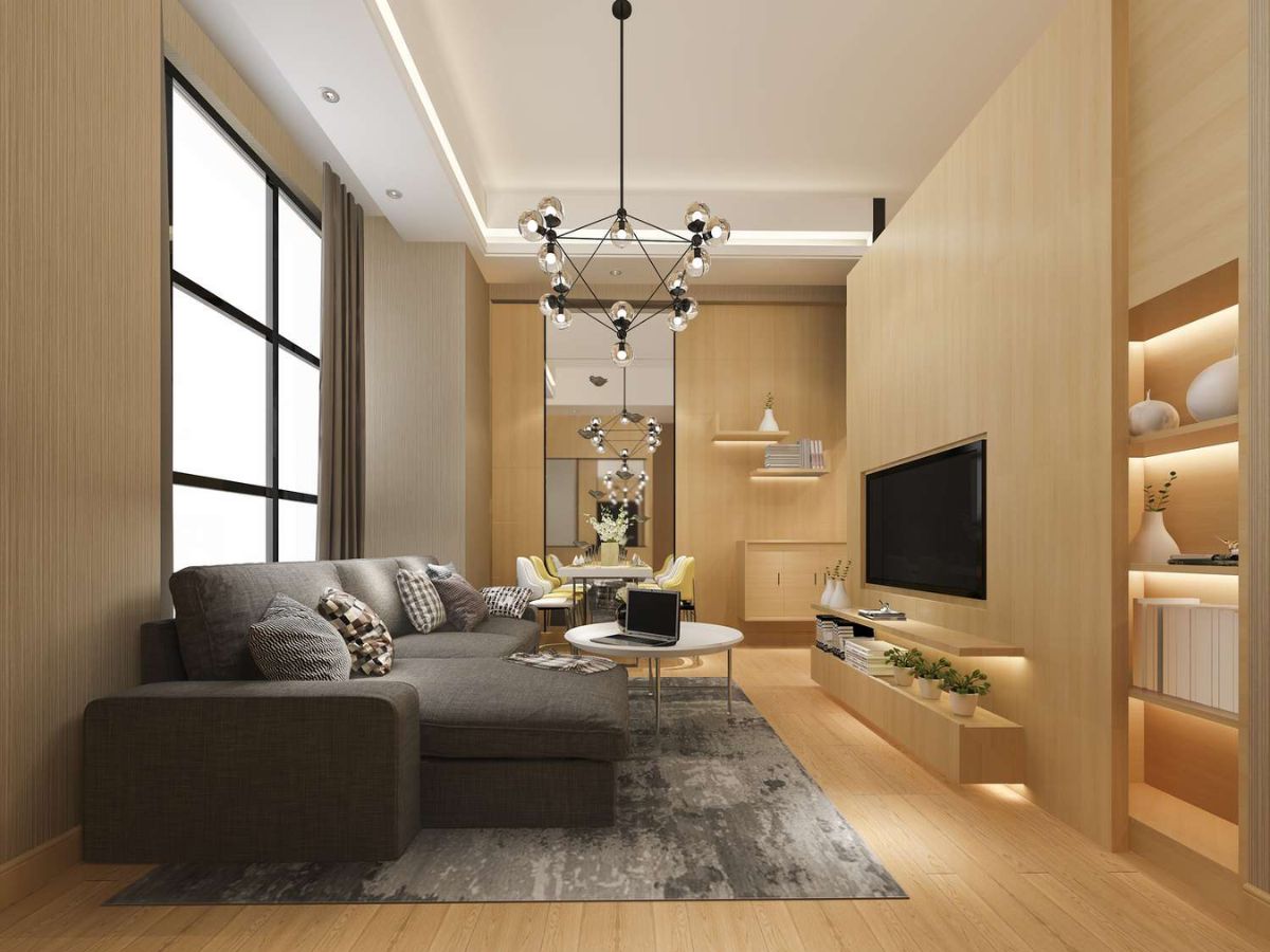 Hệ thống đèn chiếu sáng là một yếu tố quan trọng để góp phần mang lại cái nhìn khác biệt khi trang trí phòng khách nhỏ 15m2